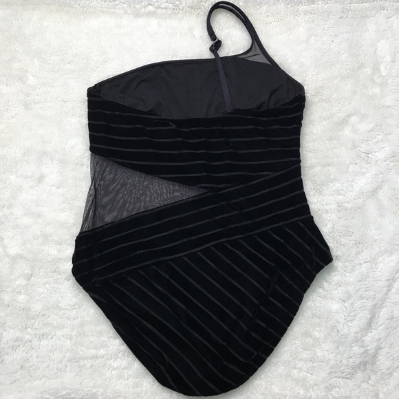 Kenneth Cole Black Sultry Velvet One Shoulder Swimsuit Medium One-piece Bathing - Picture 12 of 15